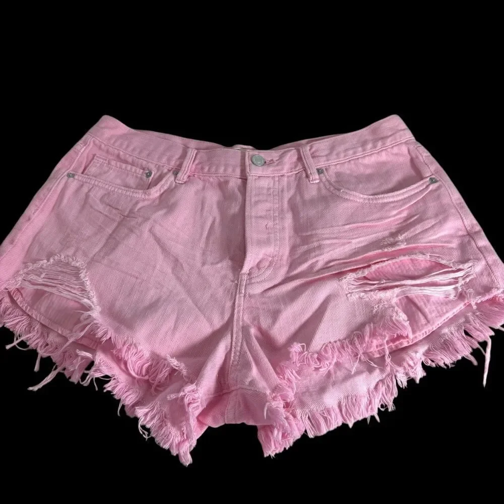 Free People We The Free NWT‎ Loving Good Vibrations Cutoff Shorts In Rosa Sz 32